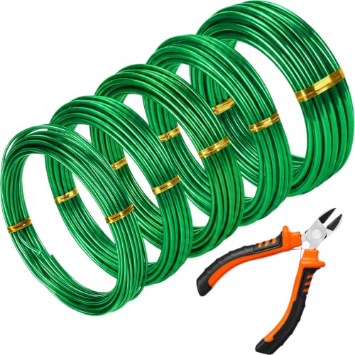 Mudder 5 Roll Bonsai Training Wire Aluminum 2/2.5/3/4/6mm Green - color: Green, size: 2/2.5/3/4/6mm