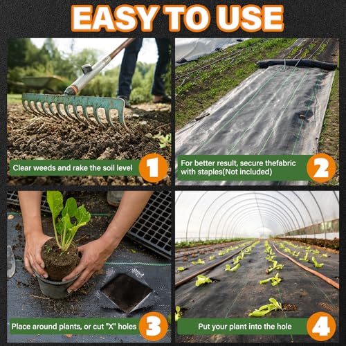 Winisok 4FT x 50FT Weed Barrier Landscape Fabric, 3.2oz Woven Garden Cloth, Heavy Duty Breathable Ground Cover for Landscaping, Gardening and Farming - size: 4ft x 50ft
