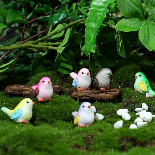16 Pcs Miniature Bird Figurines - Mini Resin Birds Decorative for Dollhouse, Crafts & Garden