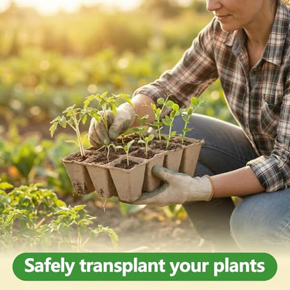 Prudiut 144 Cells Seed Starter Tray, 12 Pack Biodegradable Peat Pots Kit
