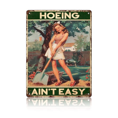 Garden Sign Hoeing Ain't Easy Gardening Wall Art Decoration Yard Indoor Outdoor Decor 12 x 16 Inch - color: Garden 7, size: 12x16Inch(30x40cm)