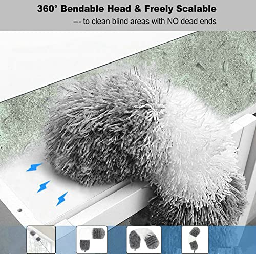 Microfiber Duster Kit High Reach Ceiling Fan Duster with Extendable Pole 100" Telescoping Cobweb Duster for Cleaning, Bendable Head Washable Duster for Ceiling, Fan, Furniture - style: 4PC Duster Kit Grey
