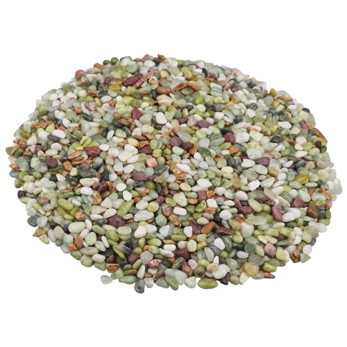 Landscaping Pebbles, Green River Rocks, Ornamental Decor Stones, 5 Pounds | Garden Gravel Filler For Flower Bed, Fish Tank, Plants, Vases, Succulents, Indoor And Outdoor Home Decoration - color: Green, size: 5 Pounds