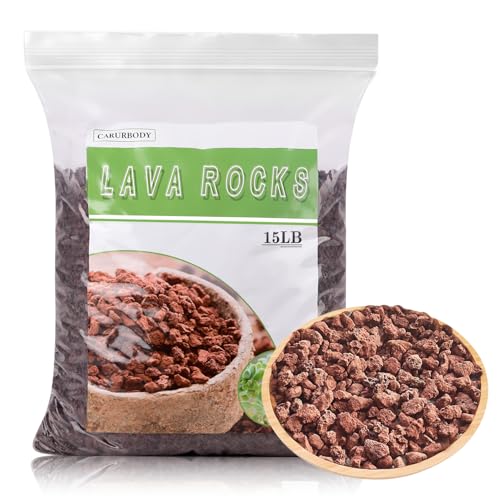 Lava Rocks for Plants -100% Pure Volcanic Rock No Dyes or Chemicals-Best Lava Stones Top Dressing for Cacti Succulents Plants,Bonsai (Red, 15LBS) - color: Red, size: 15LBS