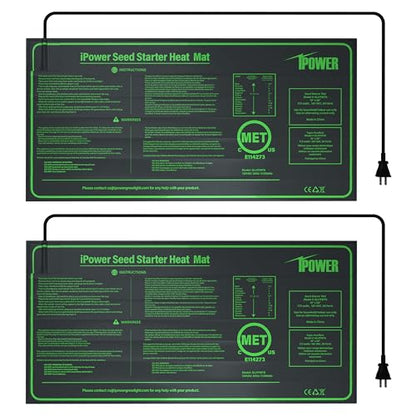iPower Durable Waterproof Seedling Heat Mat Warm Hydroponic Pad for Efficient Seed Starting, Greenhouse Use, and Germination, 10" x 20", Black - size: 10" x 20", style: 2 Pack