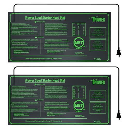 iPower Durable Waterproof Seedling Heat Mat Warm Hydroponic Pad for Efficient Seed Starting, Greenhouse Use, and Germination, 10" x 20", Black - size: 10" x 20", style: 2 Pack