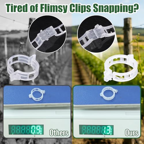 300Pcs Thickened Tomato Clips, Plant Support Clips Plastic Trellis Clips | Plant Clips for Grape Vine, Tomato Vine, Vegetable Plants, to Grow Upright Makes Plants Healthier, White - color: White