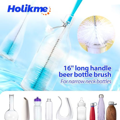Holikme Bottle Brush Tube Cleaning Lab Set with Long Handle,White - color: White
