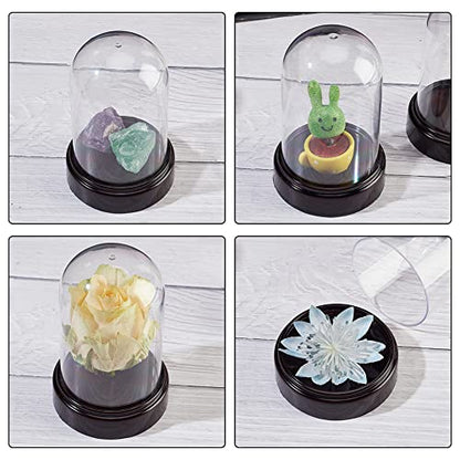 NBEADS 6 Sets Plastic Dome Cover, 2.77×4.2" in Diameter Plastic Display Dome Cloche Dome Mini Clear Display Dome with Plastic Base for Centerpieces Plants Rocks Specimens Decorations Crafts