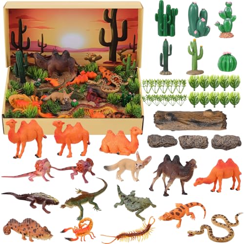48 Pcs Desert Diorama Kit Habitat Project Box Set - color: Desert