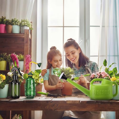 Reallnaive 6-piece Indoor Watering Can Set – 1 Gal Can, 6.8 oz Spray, 15 oz Squeeze, Plant Watering Globes & Soil Moisture Meter, Indoor & Outdoor Plant Care(Grass Green) - color: Grass Green