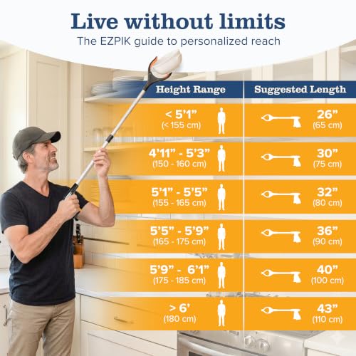 EZPIK Pro 32" Foldable Grabber Reacher Tool for Seniors - Grabbers for Elderly Reaching Tool Heavy Duty Pickup Trash Picker Upper Equipment - Claw Grabber Stick for Reaching Aids, Weed Gripper - size: 32" (Pack of 1) - Silver