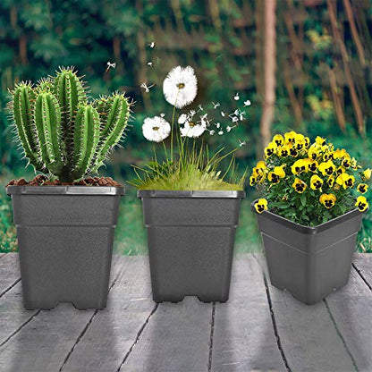 10 Gallon Square Nursery Pots Plant Pots Growing Pots Nursery Container for Planting Soil Plants 10Pcs - color: Black, size: 10 Gallon