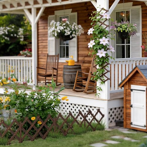 Expandable Garden Fence, Wood Lattice Panels for Outside, Trellis for Climbing Plants Outdoor for Climbing Plants Such as Ivy and Roses, As Well as Decorating Garden Terraces and Rooms (2)