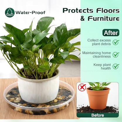 5 Pack 5 Inch Clear Plant Saucers, 5 7 9 11 13 15 Inch Plastic Plant Trays for Flower Pots Plant Drip Water Catcher Tray Indoors Outdoor (5 Inch) - size: 5 Inch