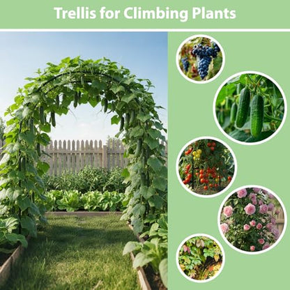 RUBFAC 7.8ft Garden Arch, Metal Trellis for Climbing Plants Outdoor - color: black