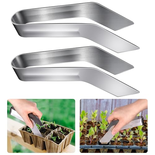2 Pcs Seedling Transplant Tongs- 6.7 Inch Stainless Steel Gardening Plants Transplant Tongs- Seedling Remove Transplant Pliers for Reducing Root Damage - size: 6.7 inch