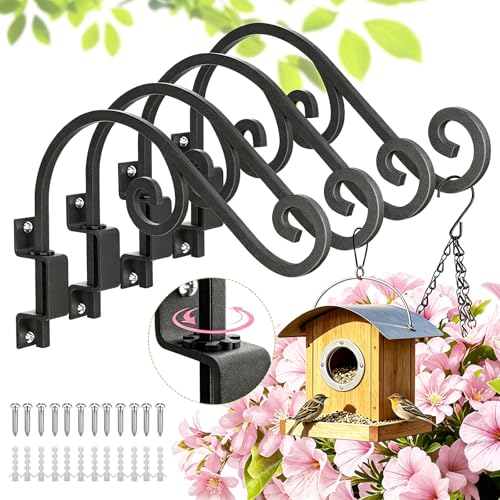 Swivel Plant Hangers Outdoor: 4 Pack 16 Inch Metal Hanging Plant Bracket - color: Matte Black - 4 Pack