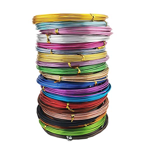 INSPIRELLE 15 Guage Aluminum Craft Wire 20 Colors Bendable Metal Wire | for Jewelry Craft Making, 5M Each Color 1.5mm - size: 15 Guage (1.5mm)