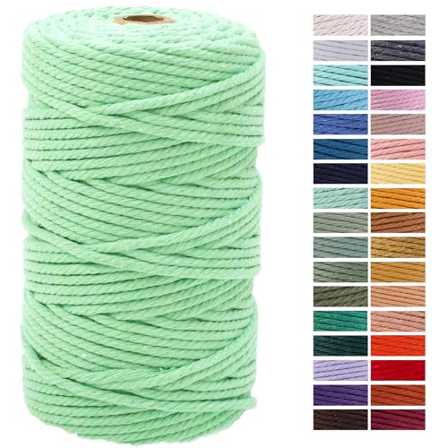 Aqua Green Macrame Cotton Cord 4mm x 109 Yards for Wall Hanging, Plant Hangers, Crafts, Knitting, Decorative Projects - color: Aqua Green, size: 4mm x 109yards