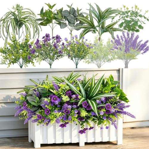 20 Bundles Fake Plants Lavender Artificial Flowers for Outdoors - color: Mixed 20pcs