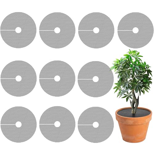 Adnee 10 Pcs 11.8 Inch Plant Pot Grids, Cuttable Plant Pot Soil Covers Protectors from Animals, Indoor Round Planter Pots Soil Guard for Outdoor Garden Plants Protection - color: 10 Pcs 11.8" Round