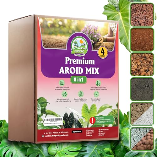 8-in-1 Aroid Potting Mix, Pre-Mixed Chunky Soil, Airy Blend, 4 QT | Indoor Potting Soil for Aroid & Indoor Plants with Pine Bark, Pumice, Coir, Coco Chips, LECA, Perlite,Zeolite & Worm Castings - color: Aroid Potting Mix, size: 4 Quarts