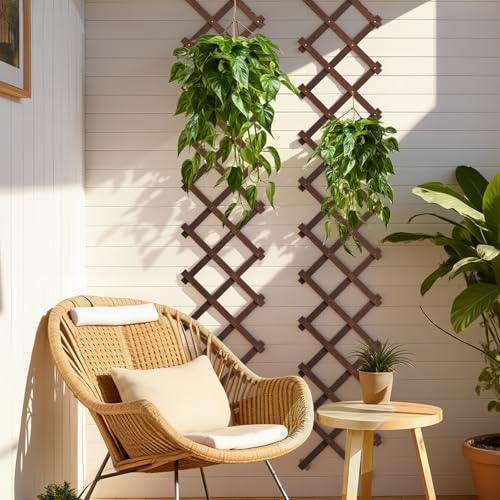 Expandable Garden Fence, Wood Lattice Panels for Outside, Trellis for Climbing Plants Outdoor for Climbing Plants Such as Ivy and Roses, As Well as Decorating Garden Terraces and Rooms (2)