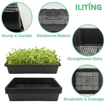 Soil Blocking Trays 5-Set 15x12inch Mesh Trays Flat Plant Tray with Humidity Domes, Nursery Supply for Microgreen, Seed Starting, Indoor Gardening, and Greenhouse - size: 5p Mesh Trays+Domes+Flat Trays