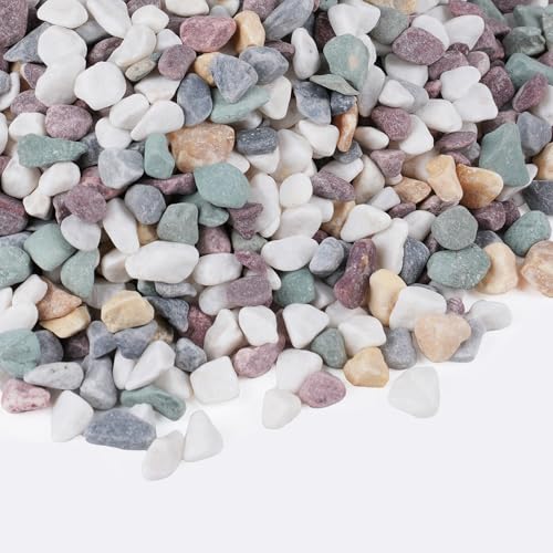 5 lbs Natural Pea Gravel Pebbles for Aquarium, Fish Tank, 3/8 inch Decorative Pebbles for Indoor Plants, Succulent, Bamboo, Vase, Drainage Rocks for Potted Plants, Top Dressing, Mixed Color - color: Colorful Mixed 3/8 Inch