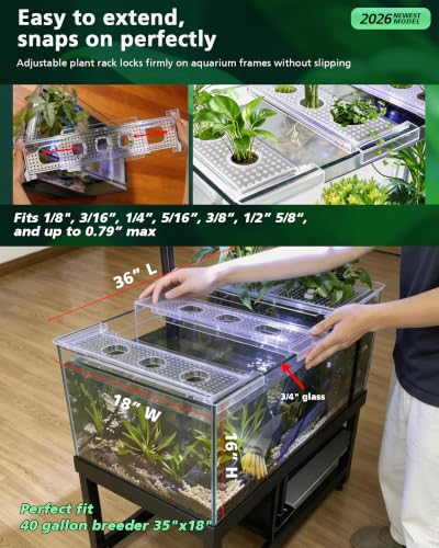 2026 Telescoping Aquarium Plant Holder with 3 Cups, Clear Acrylic