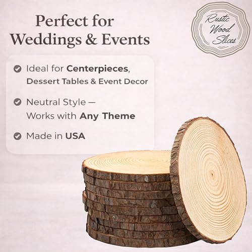 Set of (10) 8-9 inch Wood Slices for centerpieces, Arts and Crafts, and Rustic Home Decor! Wood Slice centerpieces, Wood Rounds, Tree Slices (Small 8-9 inch) - size: Set of 10 Small (8-9")