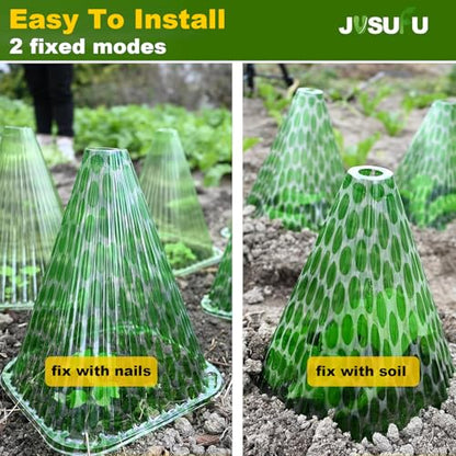 Garden Cloches for Plants, 20 Pack Plant Covers | Reusable Plant Bell Cover Protects Plants from Birds, Frost,Snails Etc. - color: green 20