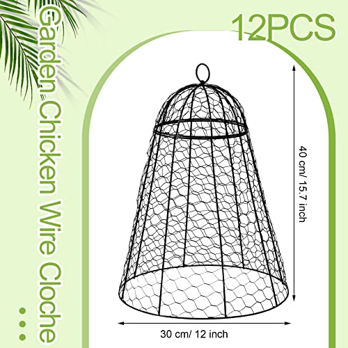 12 Pack Garden Chicken Wire Cloche, 12" W x 15.7" H Plant Protectors and Covers, Wire Garden Cloches from Animals, Metal Cage Plant Protection, Strong and Not Easy to Deform, No Assembly Required - size: 12" D x 15.7" H, style: Classic Style