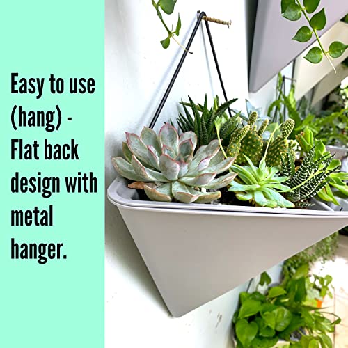 LaLaGreen Wall Planter (12in, 4 Pack) Large Indoor Self Watering Flower Pot - color: White X 2 Pack & Gray X 2 Pack