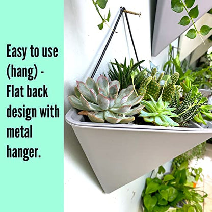 LaLaGreen Wall Planter (12in, 4 Pack) Large Indoor Self Watering Flower Pot - color: White X 2 Pack & Gray X 2 Pack