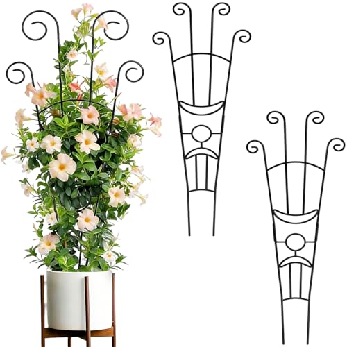 32.6in Trellis for Climbing Plants Outdoor/Indoor, 2 Pack Expandable Rustproof Metal Garden Plant Trellis for Potted Plants, Tall Heavy-Duty Houseplant Support for Monstera, Pothos, Ivy, Hoya