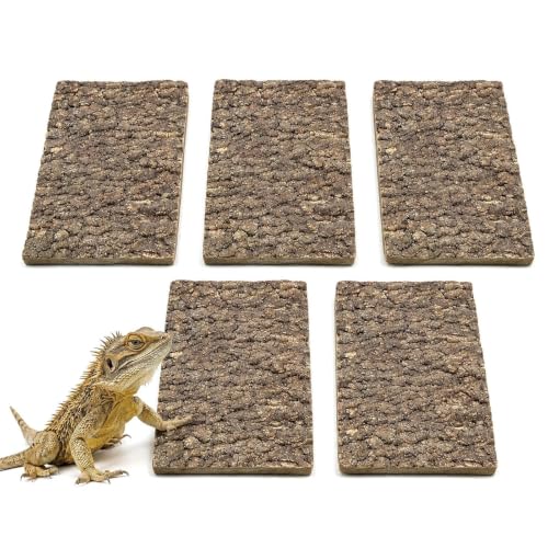 5 Pack Reptile Cork Bark Bulk | Reptile 3.93x7.87inch Bark for Bearded Dragon Snake Spiders Hermit Crabs Geckos Tortoise Reptiles