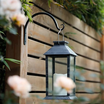 Worth Garden 6-Pack 8" Plant Hanger Bracket - Hand-Forged Wrought Iron Powder-Coated Heavy Duty Wall Hooks - Black Curved Plant Hanging Hooks for Bird Feeders, Flower Baskets, Indoor & Outdoor Use - size: 8" Length