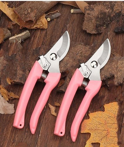 Garden Flower Shears Pruning Shears 6.9 inches Scissors Heavy Duty Plant Scissors for Cutting Flowers, Trimming Plants, Bonsai, Fruits Picking (Pink Handle 5pcs) - style: Pink Handle 5pcs