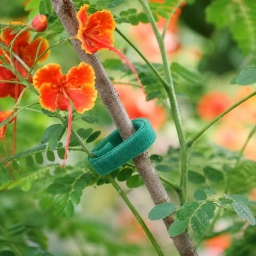 200 Pcs 6 Inch Green Reusable Nylon Plant Ties, Adjustable Anti-Slip Hook and Loop Garden Cable Ties for Climbing Plants Support & Christmas Garland Ties