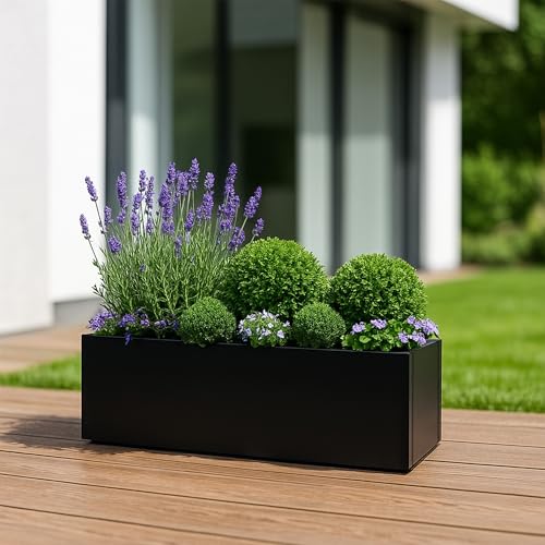 Kozyard 38”Lx15”Wx16”H Large Rectangular Planter - color: Black/38”l X 15”w X 16”h