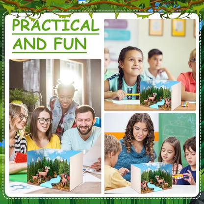 Simgoing Forest Diorama Kit Project Supplies Include Woodland Animals Figures Deer Figures Artificial Model Tree Fake Rocks Moss with Gift Box for Gifts Birthday Christmas Party Favors - style: Woodland Animals
