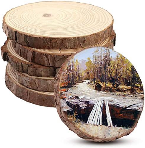 Unfinished Natural Wood Slices 12 Pcs 4.8-5.5 inch Craft Wood kit Circles Christmas Ornaments Centerpiece Rustic Wedding Decoration DIY Crafts with Bark - size: 12pcs 4.8"-5.5"