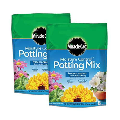 Miracle-Gro Moisture Control Potting Mix, 8 qt. (2-Pack) - size: 2-Pack, style: 8 qt.