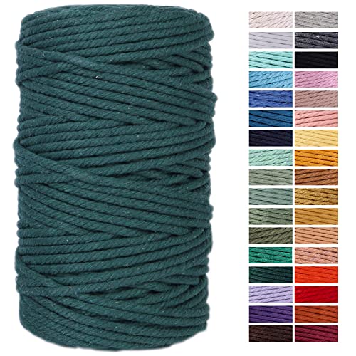Dark Green Macrame Cord 4mm x 109Yards,Colored Cotton Rope Craft Cord Colorful Cotton Cord Twine for Wall Hanging Plant Hangers Crafts Knitting Decorative Projects - color: Dark Green, size: 4mm x 109yards