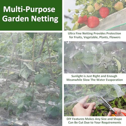 Ultra Fine Garden Netting, 4x25Ft Mesh Plant Netting Pest Barrier for Garden Protection Row Cover Raised Bed Screen Mesh Greenhouse Mosquito Net, Protecting Tree Plants Vegetable Flowers Fruits - color: White 4x25ft