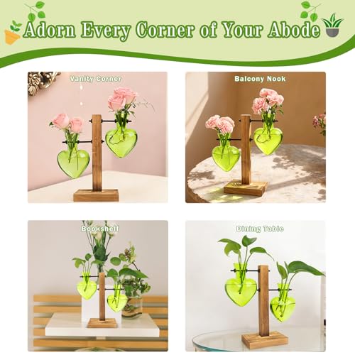 XXXFLOWER Plant Propagation Station Terrarium 2 Green Heart Shaped Vase - color: Green