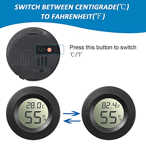 Weewooday 8 Pcs Mini Hygrometer Thermometer Digital LCD, Black, White | Monitor Indoor Outdoor Room, Humidity Meter Temperature Gauge for Greenhouse Garden Reptile Incubator Cellar,℉ or ℃ - size: Black, White