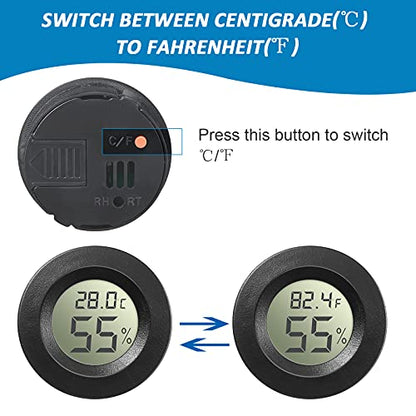 Weewooday 8 Pcs Mini Hygrometer Thermometer Digital LCD, Black, White | Monitor Indoor Outdoor Room, Humidity Meter Temperature Gauge for Greenhouse Garden Reptile Incubator Cellar,℉ or ℃ - size: Black, White